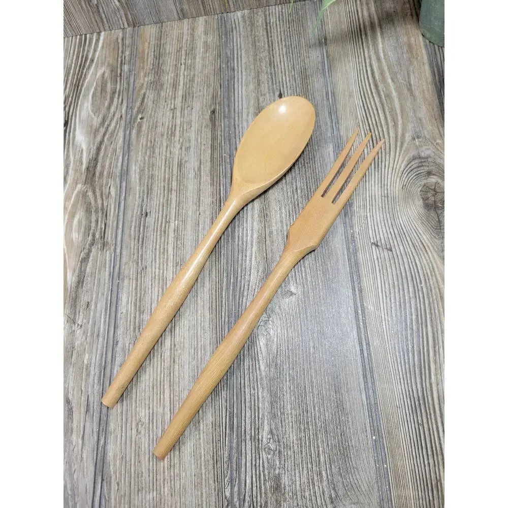 Vintage MCM Wooden Salad Servers 12